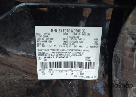 2022 Ford Edge Sel z USA, uszkodzony, nr VIN 2FMPK4J93NBA93210